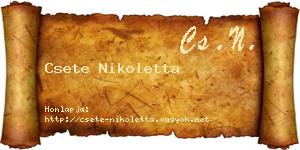 Csete Nikoletta névjegykártya